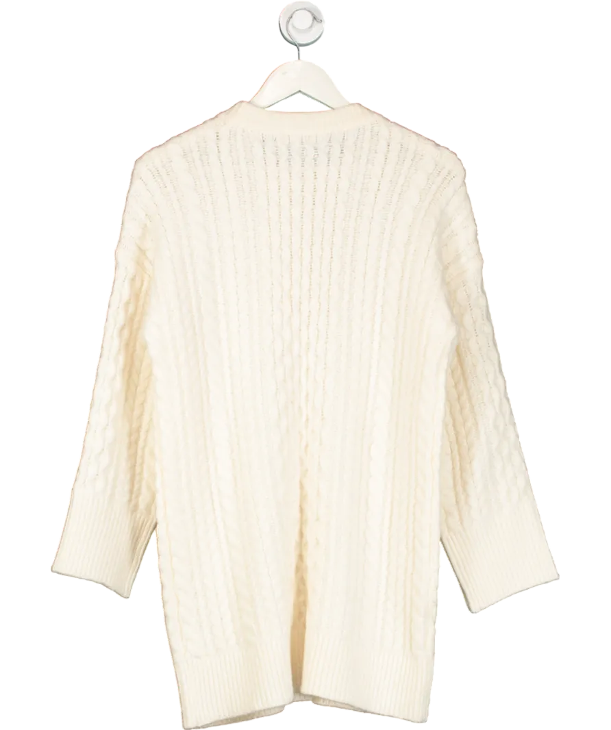 Abercrombie & Fitch Cream Madeline Crew Neck Cable Knit Sweater Mini Dress UK S