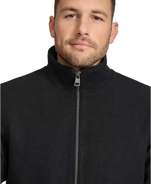 Calvin Klein Men's Wool Bomber Jacket With Knit Trim Black Medium