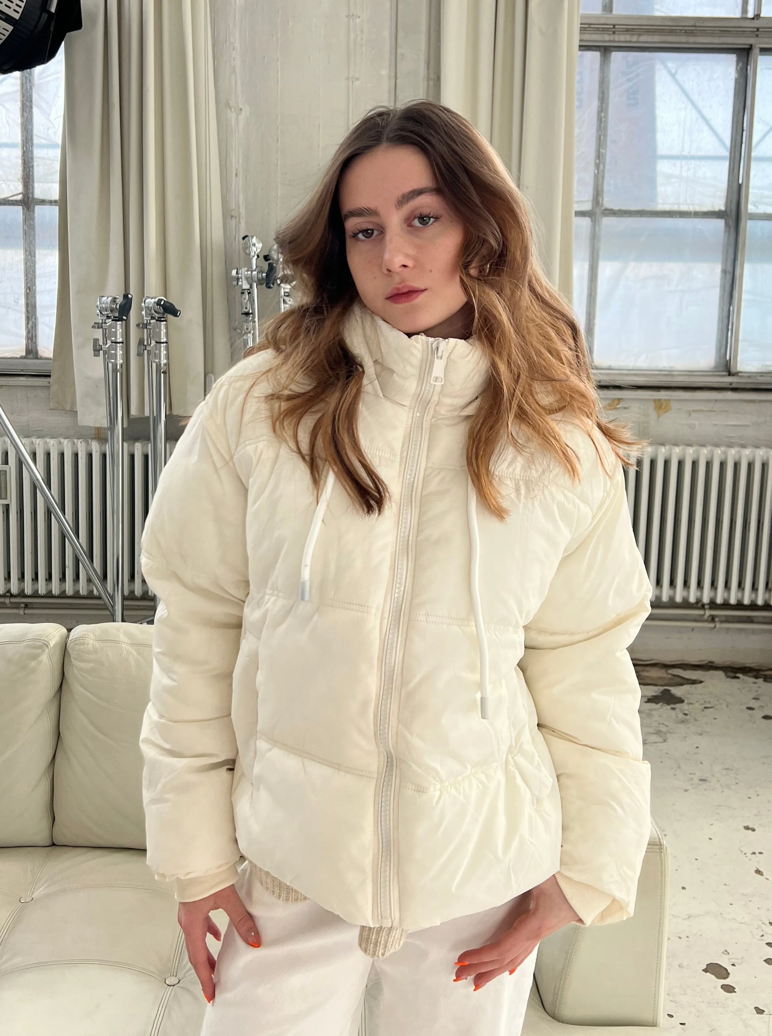 Damla puffer jacket - White