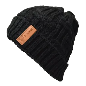 Guinness Black Beanie with Leather Patch