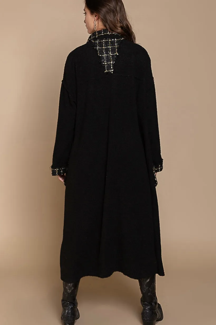 Into The Night Long Sherpa Coat with Sparkly Tweed