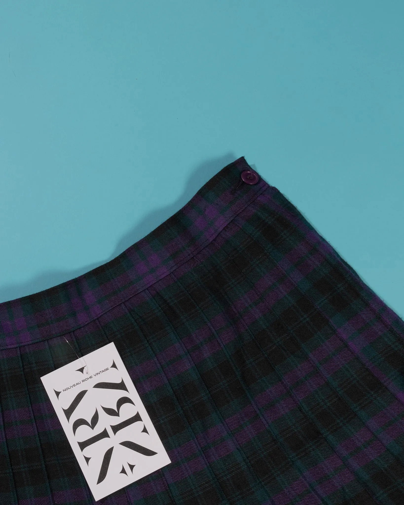Purple Plaid Pleated Mini Skirt
