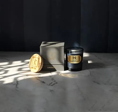 Rune Lemongrass Scented Candle | Burning Time up to 45-50 Hrs | Made with 100% Natural Soy Wax | Eco-Friendly | Best for Home Decor and Gifts