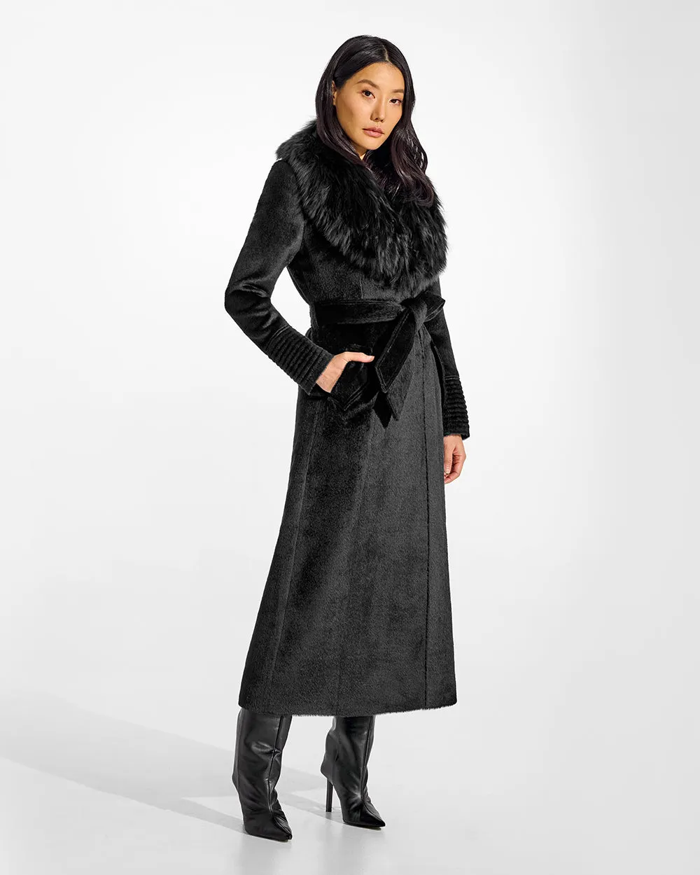 Suri Alpaca Maxi Coat with Alpaca Shearling Collar