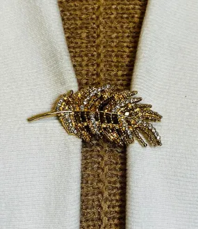 Sweater Clips Rhinestone Leaf Sweater Clip Cardigan Clasp Minimalist Leaves Sweater Clips Gift Gifts for Her by Fabulici