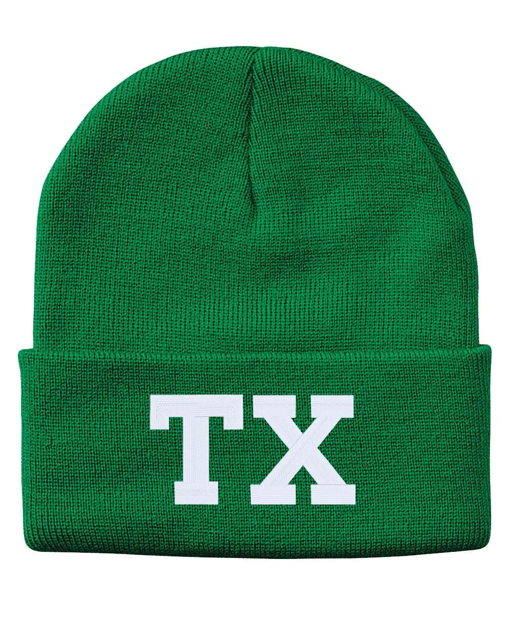 TX State Abbreviation Embroidered Cuffed Beanie Hat