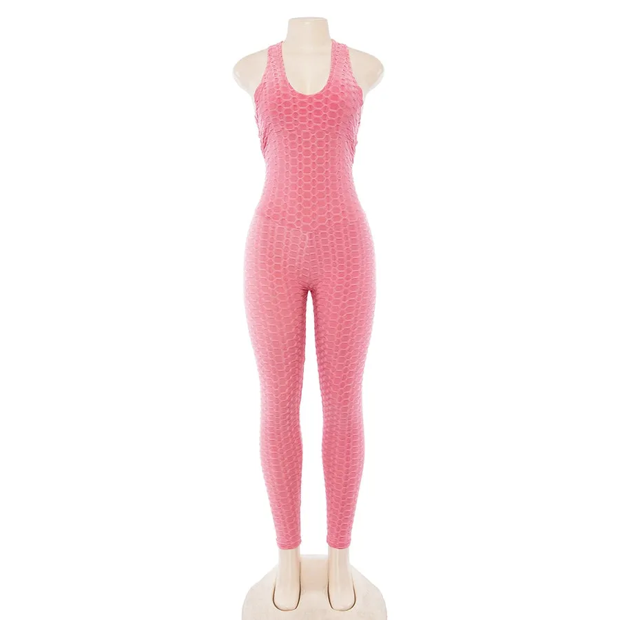 Women's Summer Sleeveless Cross Bandage Backless Sporting Bodysuit